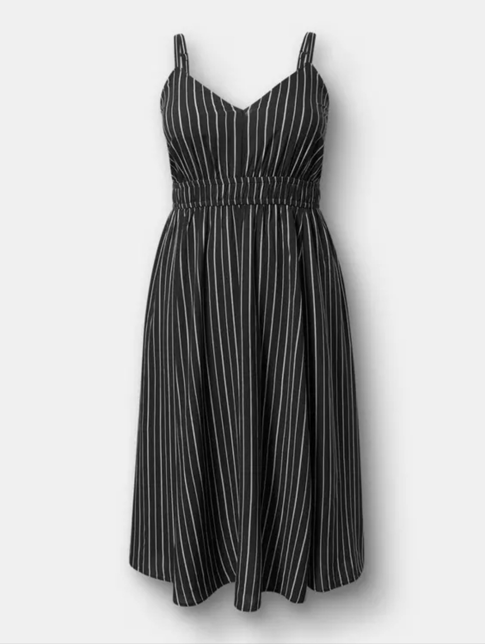 Torrid Black White Pinstripe Open Back Smocked Midi Sundress 2X Nwt